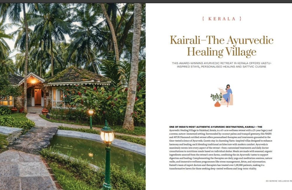 Kairali – The Ayurvedic Healing Village Featured in Outlook Traveller’s Special Coffee Table Edition