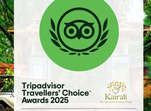 Kairali The Ayurvedic Healing Village wins Tripadvisor Travellers’ Choice Award 2025 for excellence in Ayurveda and wellness retreats.