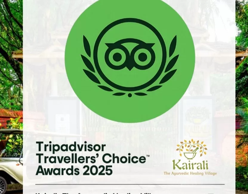 Kairali The Ayurvedic Healing Village wins Tripadvisor Travellers’ Choice Award 2025 for excellence in Ayurveda and wellness retreats.