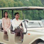 Eco-friendly buggy escort for a solo female guest at Kairali – The Ayurvedic Healing Village, Kerala, India.