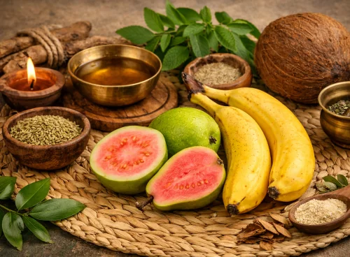 Ayurveda explanation of eating guava and banana together and its digestive impact