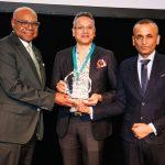 Representatives of Kairali - The Ayurvedic Healing Village receiving the PATWA Award for Best Retreat Wellness (India) at ITB Berlin 2026, presented by H.E. Edmund Bartlett, Minister of Tourism, Jamaica.