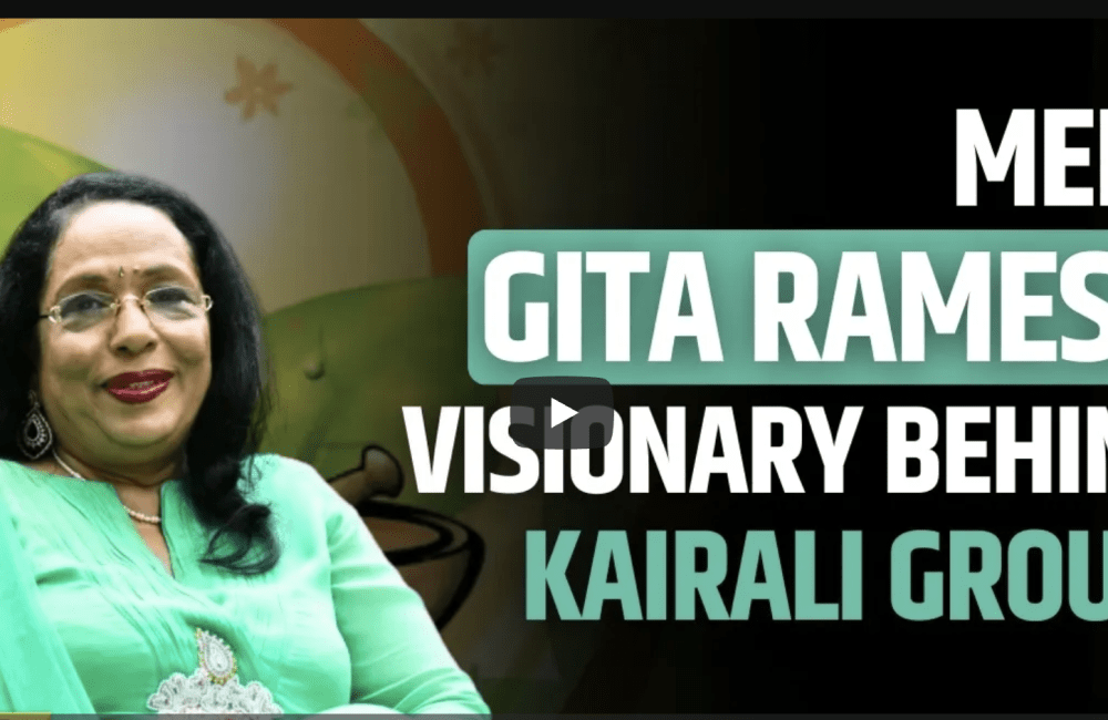 Thumbnail featuring Gita Ramesh in a green outfit with the text “Meet Gita Ramesh, Visionary Behind Kairali Group” and DNA branding.