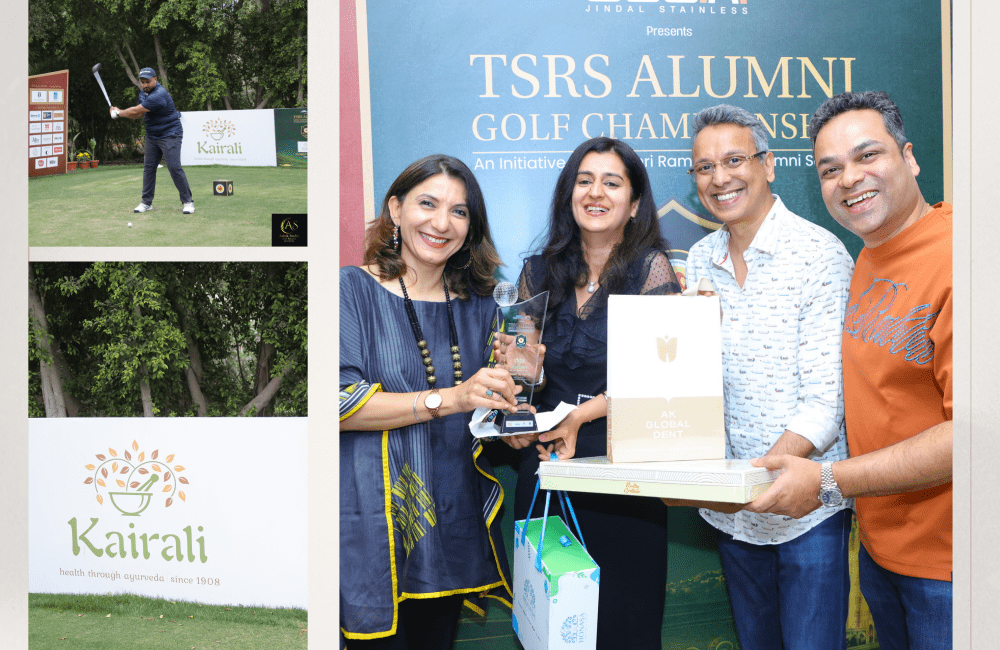 Winners receiving awards at TSRS Alumni Golf Championship sponsored by Kairali Ayurvedic Group, celebrating performance, wellness, and achievement