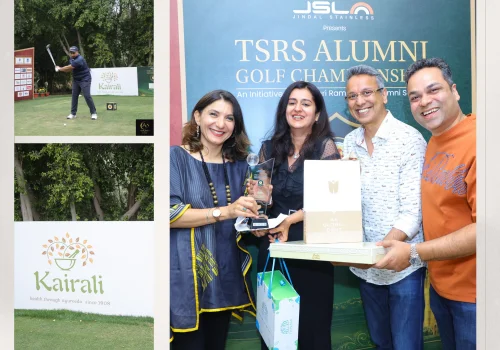 Winners receiving awards at TSRS Alumni Golf Championship sponsored by Kairali Ayurvedic Group, celebrating performance, wellness, and achievement