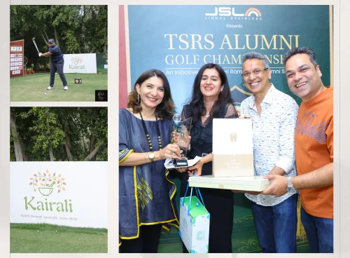 Winners receiving awards at TSRS Alumni Golf Championship sponsored by Kairali Ayurvedic Group, celebrating performance, wellness, and achievement