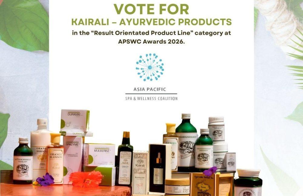 Kairali Ayurvedic Products nominated for APSWC Awards 2026 showcasing herbal wellness products and inviting global voting