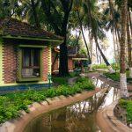 Purpose-built Ayurveda village cottages surrounded by lush greenery at a Palakkad Ayurveda retreat in Kerala