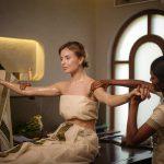 Ayurvedic Abhyanga therapy at Kairali Ayurvedic Healing Village Palakkad showing synchronized oil massage for holistic wellness