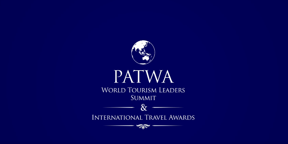 PATWA World Tourism Leaders Summit & International Travel Awards logo displayed in white on a deep blue background, featuring a globe emblem above the PATWA name.