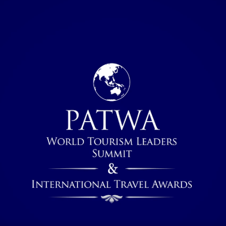 PATWA World Tourism Leaders Summit & International Travel Awards logo displayed in white on a deep blue background, featuring a globe emblem above the PATWA name.
