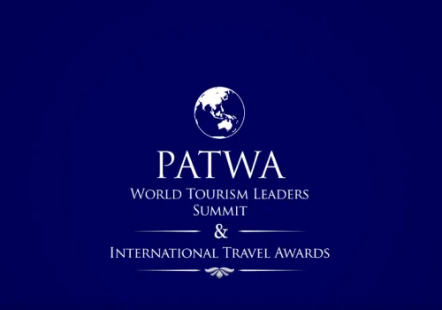 PATWA World Tourism Leaders Summit & International Travel Awards logo displayed in white on a deep blue background, featuring a globe emblem above the PATWA name.