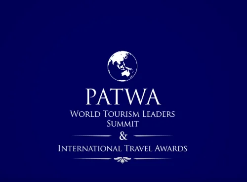 PATWA World Tourism Leaders Summit & International Travel Awards logo displayed in white on a deep blue background, featuring a globe emblem above the PATWA name.