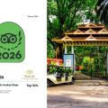 TripAdvisor Travelers’ Choice Award 2026 badge displayed alongside the entrance of Kairali – The Ayurvedic Healing Village in Palakkad, Kerala, recognised among the top 10% of listings worldwide based on traveller reviews.