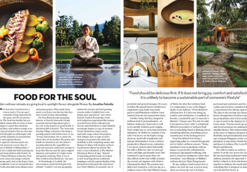Condé Nast Traveller feature on Ayurvedic food and wellness retreats in India, including Kairali, The Ayurvedic Healing Village.