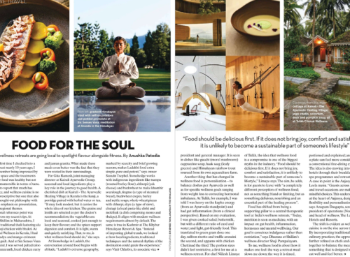 Condé Nast Traveller feature on Ayurvedic food and wellness retreats in India, including Kairali, The Ayurvedic Healing Village.