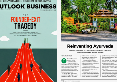 Kairali Outlook Business feature titled Reinventing Ayurveda in the August 2026 issue