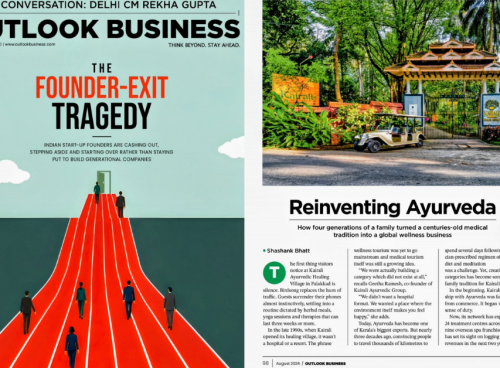 Kairali Outlook Business feature titled Reinventing Ayurveda in the August 2026 issue