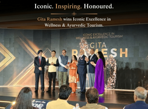 Gita Ramesh Wellness Award ceremony recognising her Iconic Excellence in Wellness & Ayurvedic Tourism
