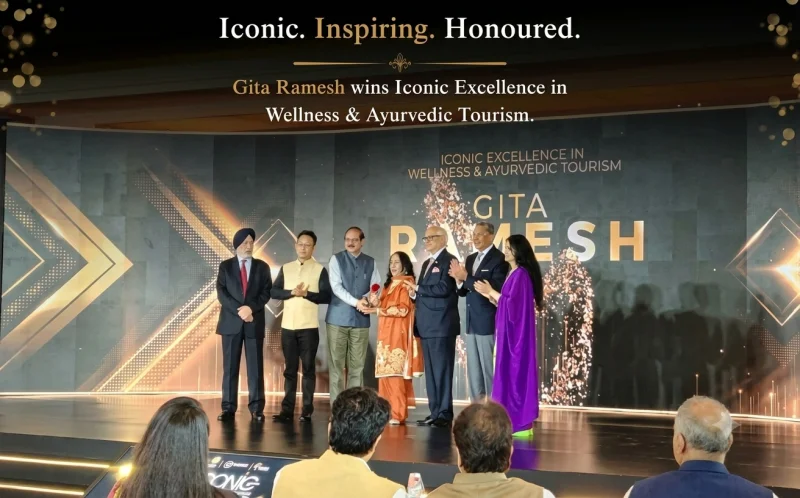 Gita Ramesh Wellness Award ceremony recognising her Iconic Excellence in Wellness & Ayurvedic Tourism