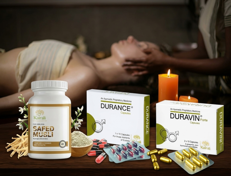 Ayurveda and sexual wellness with Kairali Safed Musli, Durance and Duravin Forte capsules
