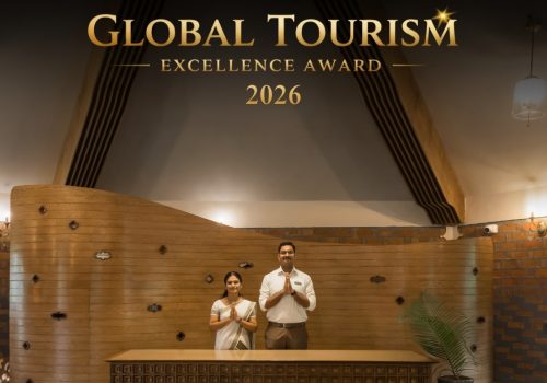 Kairali – The Ayurvedic Healing Village recognised at the Global Tourism Excellence Awards 2026, featuring the resort's reception area in Kerala.