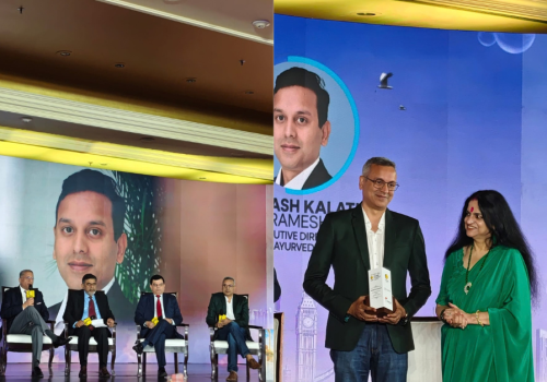 Abhilash K. Ramesh at the WION Iconic Tourism Summit 2026 discussing technology in wellness tourism.