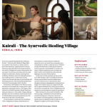 Kairali National Geographic Traveller 2026 feature showcasing The Ayurvedic Healing Village in Palakkad, Kerala, with Ayurvedic therapies, lush gardens and accommodation.